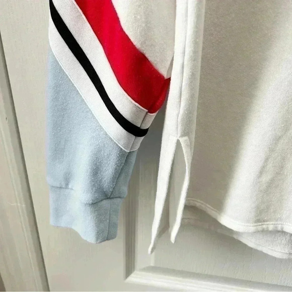 PINK Victoria’s Secret Oversize  Sequin Bling Hoodie Sweatshirt White Blue XS - Picture 10 of 16